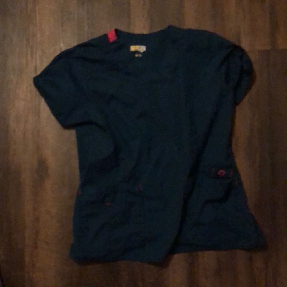 Women’s nursing scrub top size Medium pink and dark turquoise